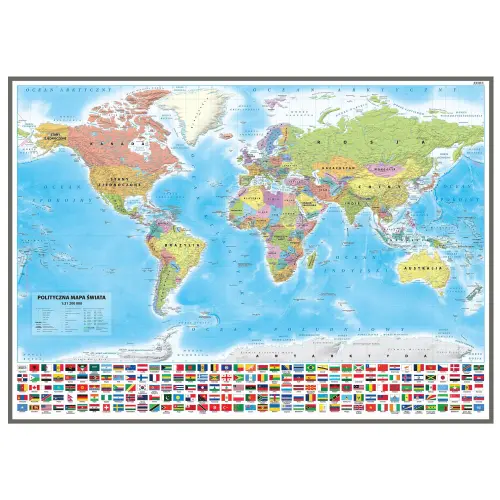 Świat polityczny - mapa ścienna na podkładzie do wpinania, 1:21 200 000, ArtGlob